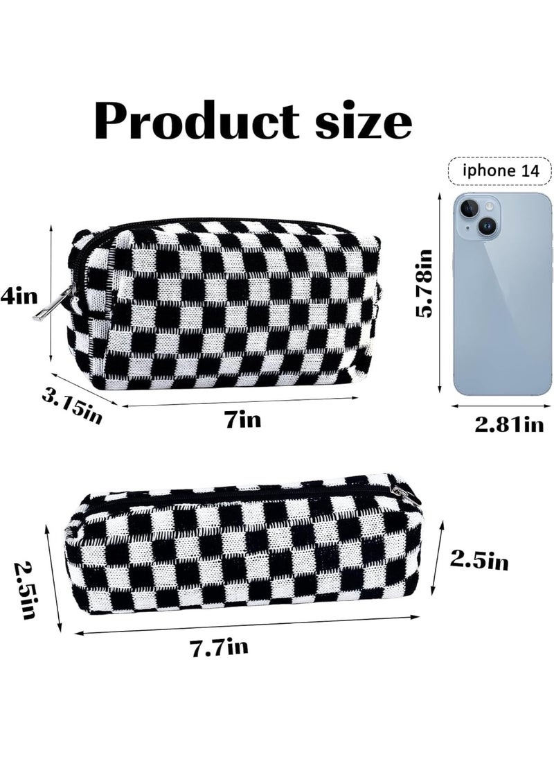 2 قطع من قطع القلم الرصاص حالة كيس القلم الرصاص لطيف للمراهقين كيس ماكياج كيس السفر مستحضرات التجميل مجموعة كيس ماكياج لطيف للمحفظة حقائب العناية بالبشرة المحمولة ذات السحاب أكياس المرحاض المنظم (الأسود) - Image 5